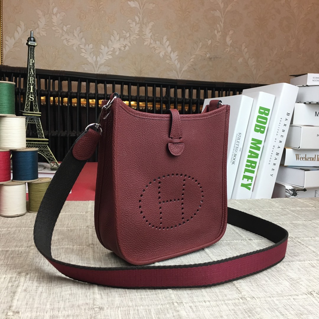 에르메스 미니 에블린16 쿠슈벨 보르도 은장